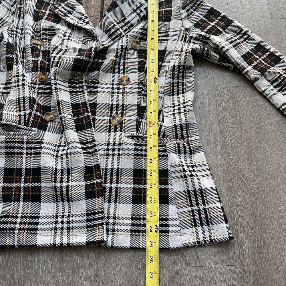 Altar'd State Double Breasted Blazer Brown Plaid Jacket Preppy Coquette Size Med - Picture 7 of 9
